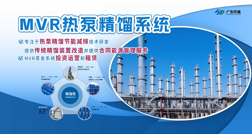 广东环美热泵精馏节能减排技术丨提供传统精馏装置改造并提供合同能源管理服务--MVR热泵精馏系统
